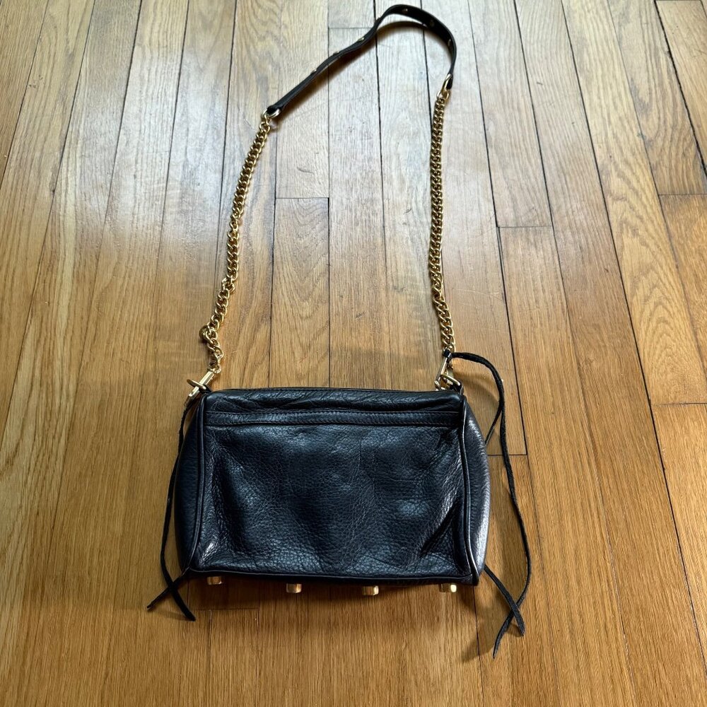 Rebecca Minkoff Mini MAC Purse Black Pebbled Leather Tassel Stud and Chain - Picture 12 of 16